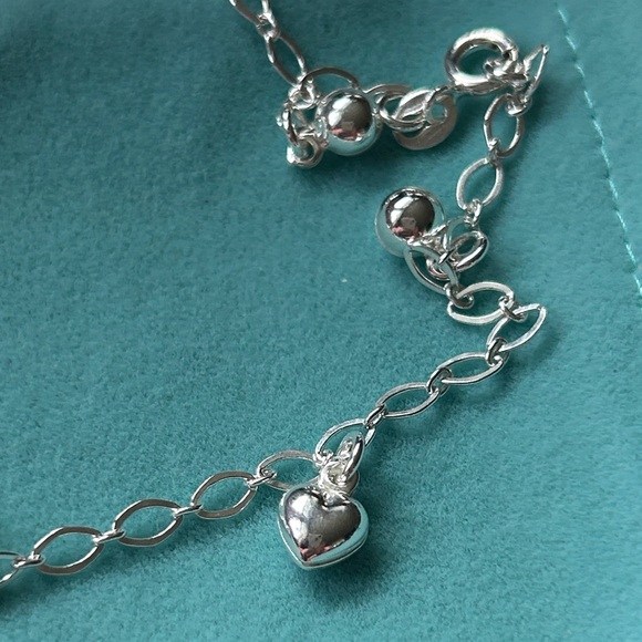 925 Sterling Silver heart ankle bracelet anklet - Picture 4 of 5